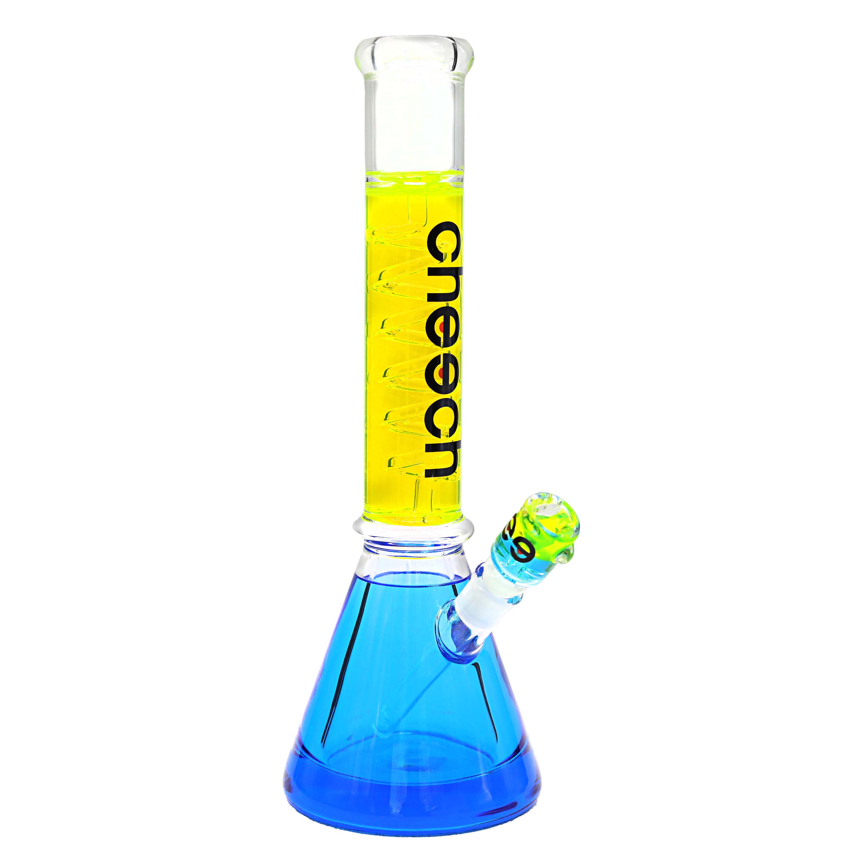 Cheech Double Colored Glycerine Beaker Waterpipe (HR-GY-115) | 15 inch | Assorted Colors product image